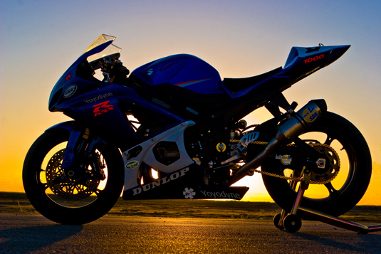 gsxr1000 against a sunrise